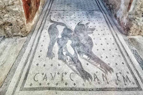Pompei & Cave Canem (Dikkat Köpek) Mozaik İtalya Pompei